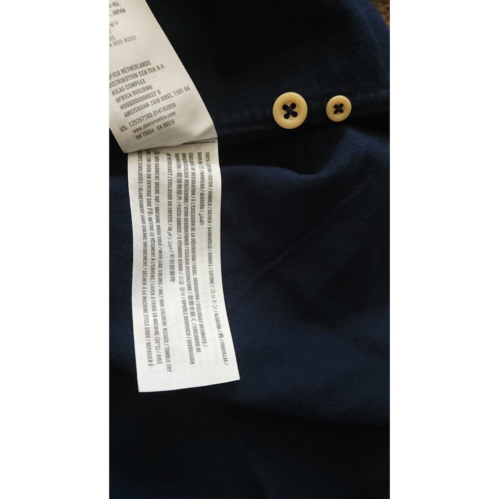 Nwt Abercrombie & Fitch Mens 100% CottoShirt Size Large Blue Pockets Long Sleeve - Picture 8 of 8